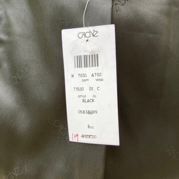 Y2K Cache Vest NWT Sz 6 Black Silk Ruffle V Neck Whimsigoth Dark Romantic 90s - Picture 11 of 11